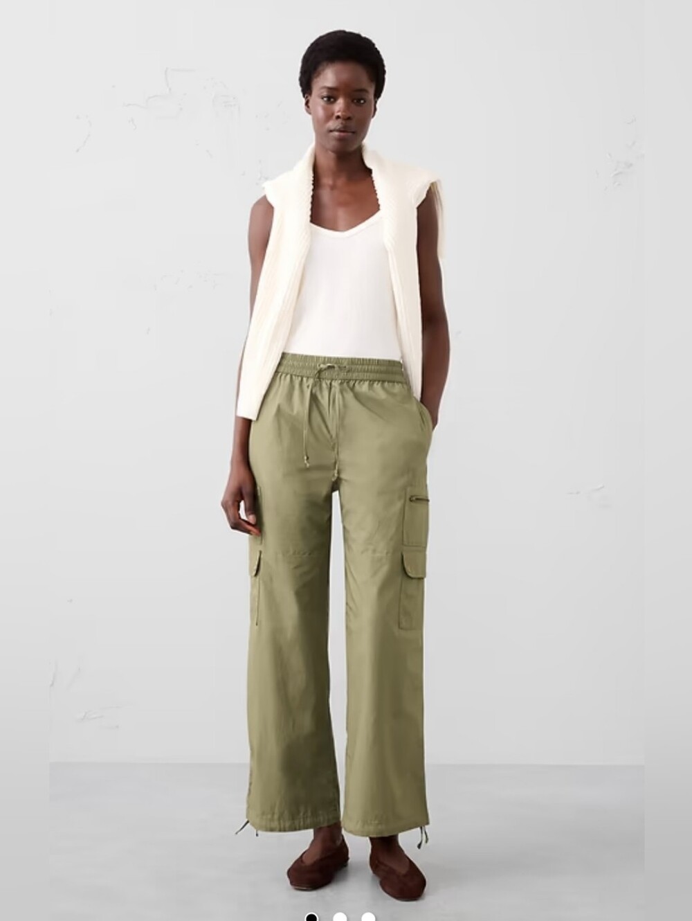 Banana Republic Olive Green Wide-Leg Cargo Pants